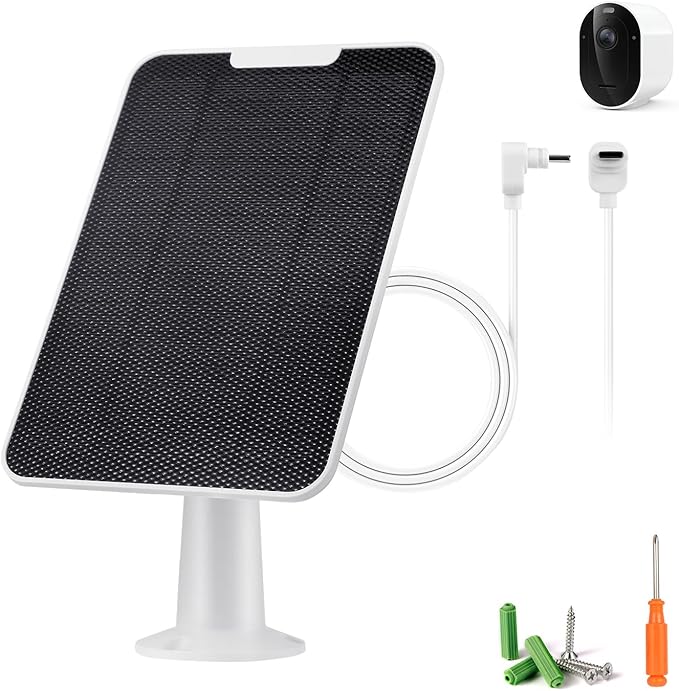 Solar Panel Charger Compatible with Arlo Pro 6/6 XL, 6V 5W Solar Panel for Arlo Pro Security Camera 2K HDR (6th Gen, 2025 Release), IP65 Weatherproof, USB-C Plug, 9.8ft Cable Secure Wall Mount, 1 Pack
