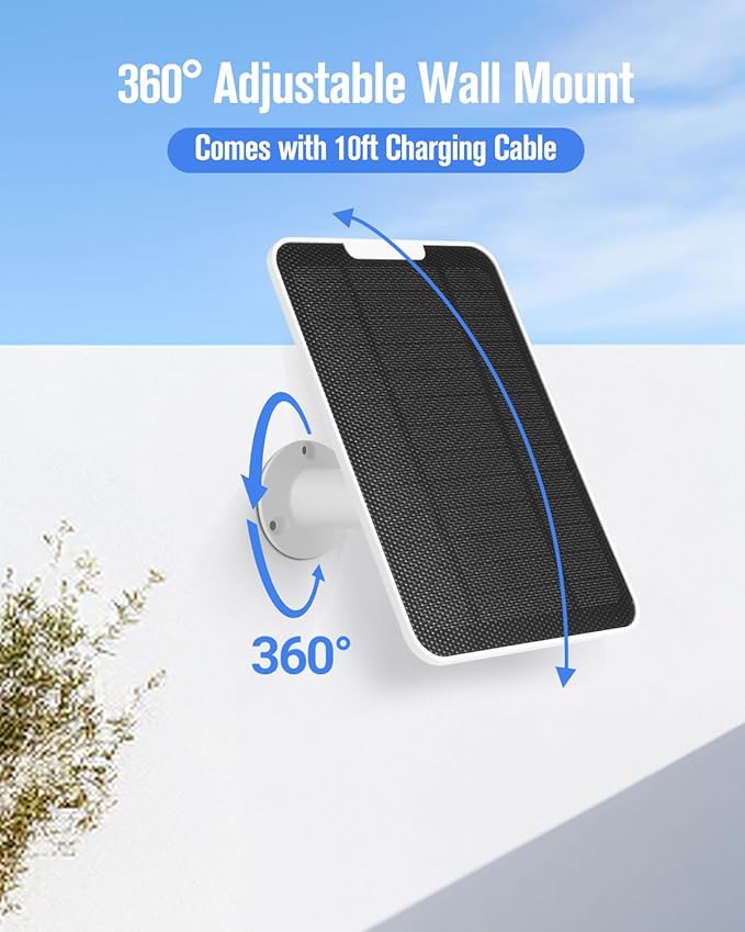 Solar Panel Charger Compatible with Arlo Pro 6/6 XL, 6V 5W Solar Panel for Arlo Pro Security Camera 2K HDR (6th Gen, 2025 Release), IP65 Weatherproof, USB-C Plug, 9.8ft Cable Secure Wall Mount, 3 Pack