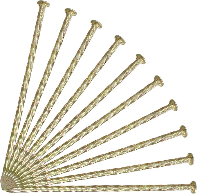 50/100/150 Pack - 6" Garden Stakes Solid Golden Galvanized Non-Rust Metal Stakes Spiral Landscape Edging Anchors for Paver Edging, House Construction (100)
