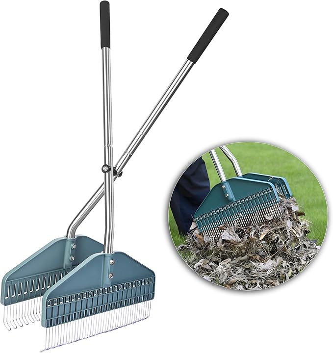 YEELOR Leaf Grabber, Yard Leaf Grabber Rake, No Need to Bend Over, Lightweight, 36.6 Inches in Length and 4 Pounds in Weight, Ideal for Picking Up Leaves, Weeds, Twigs and Other Debris