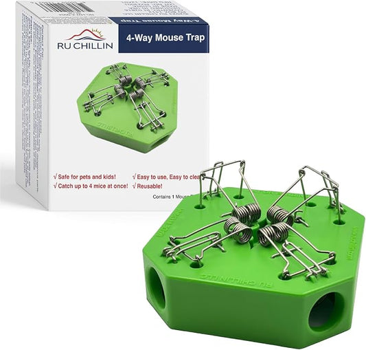 Reusable Mouse Trap - Multi Catch Mice Traps for Indoor & Outdoor Use, Pet & Child Safe 4-in-1 Snap Design (Green)