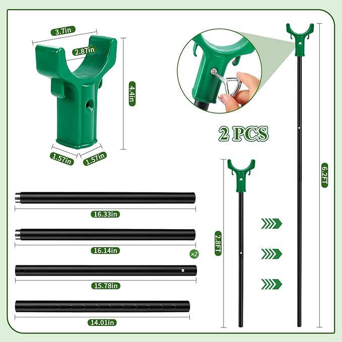 Adjustable Tree Support Pole with Crutch, Heavy Duty Fruit Tree Branch Support to Prevent Breakage, Adjustable 34–74” (2 Pack)