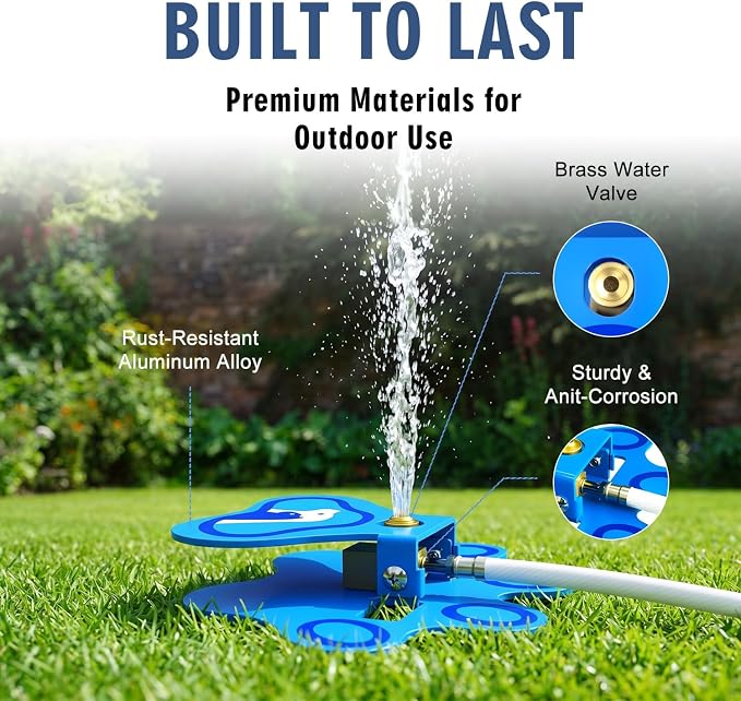 Outdoor Dog Water Fountain for Dogs, Paw Activated Dog Drinking Fountain, Aluminum Step-On Automatic Pet Water Dispenser with Sprinkler Fun, Self-Service Fresh Water Fountain for Yard & Outside