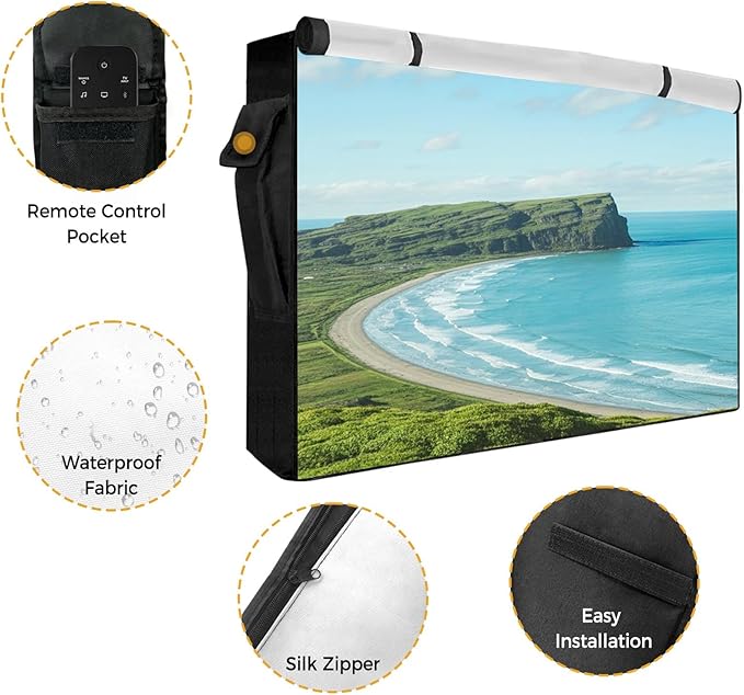 American Flag Outdoor TV Cover - 30-32 Inch Weatherproof, USA Flag Waterproof TV Enclosure with Zipper & Roll Up Front Flap