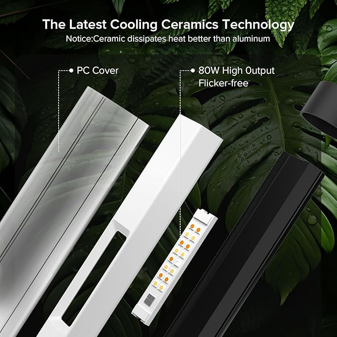SANSI T10 Standing Grow Lights for Indoor Plants, 80W 144 LEDs Full Spectrum Plant Light Vertical Grow Light, 4.34FT Adjustable Three-Stage, 5 Dimming, Timer 3/6/12h, 4000K, for Wide Coverage Growth