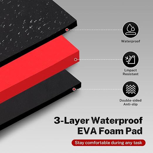 TOMMARS Heavy Duty Foldable Kneeling Pad 44.88", Thick Foam Work Mat with Handle & Tool Pockets, 5-Fold Mechanic Kneeling Pad Waterproof Non-Slip for Garage, Automotive Repair & Workshop