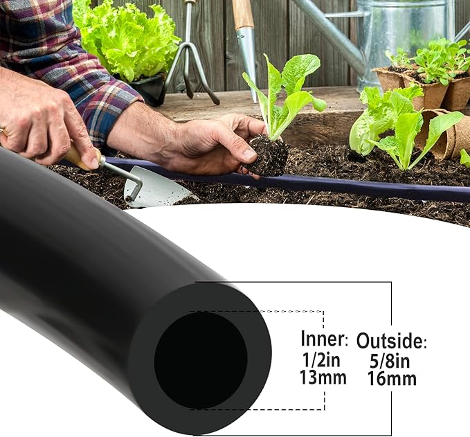 1/2 Inch Drip Irrigation Tubing-98.4Ft/30M Main Tubing Hose for Garden Irrigation System Kit, Plant Watering Irrigation Line Tubing