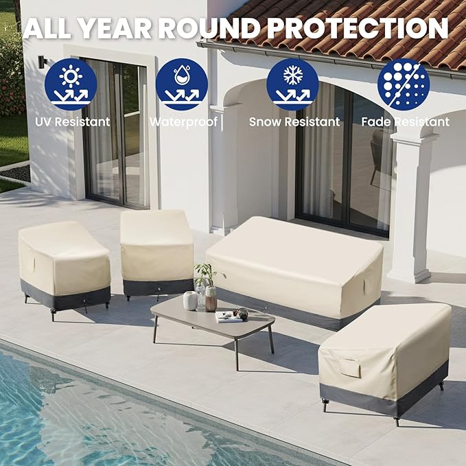 Extra Heavy Duty Outdoor Couch Cover Waterproof, Extra Large 3-Seater Patio Sofa Cover, Lawn Patio Furniture Covers with Air Vent, 93"W x 40"D x 35"H