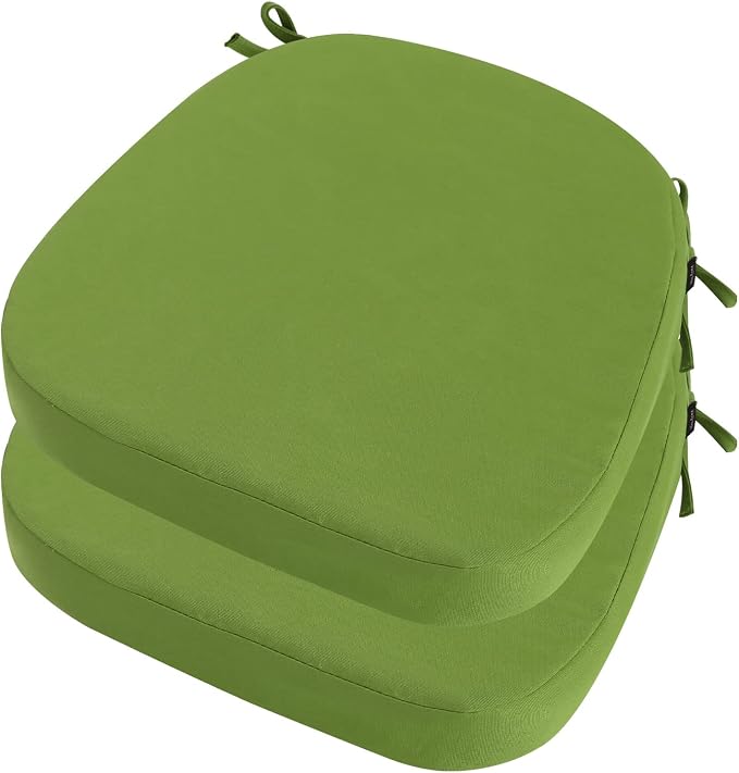 idee-home Outdoor Chair Cushions Set of 2, 19" x 19" x 3" Thick D-Shaped Patio Furniture Outdoor Seat Cushions Waterproof with Ties, Dining Pads