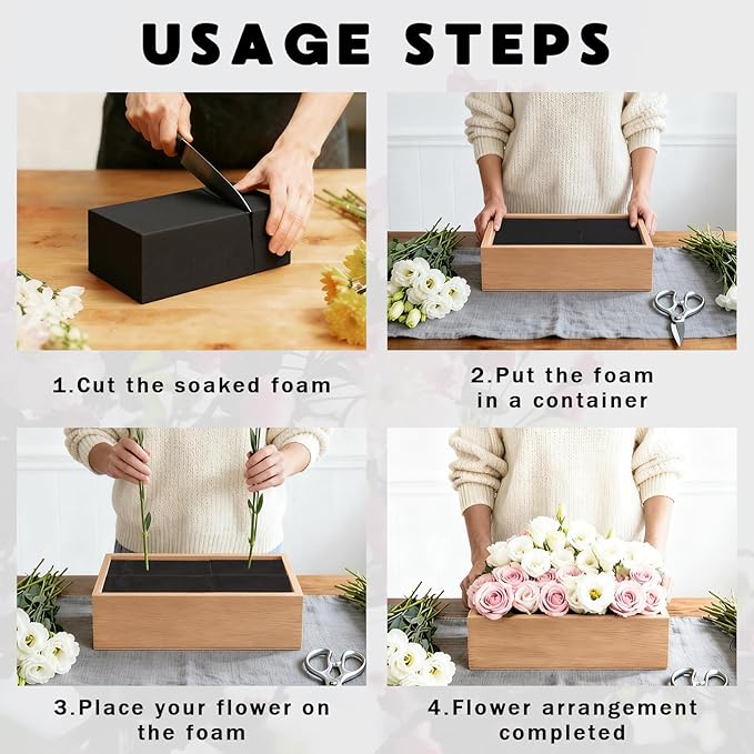 Prashent 18 Pcs Black Floral Foam Blocks for Artificial & Dried Flowers, Reusable & Water Resistant, Easy to Cut and Shape, Ideal for Home, Wedding, Events & DIY Crafts, 7.8” L x 3.5” W x 2.4” H