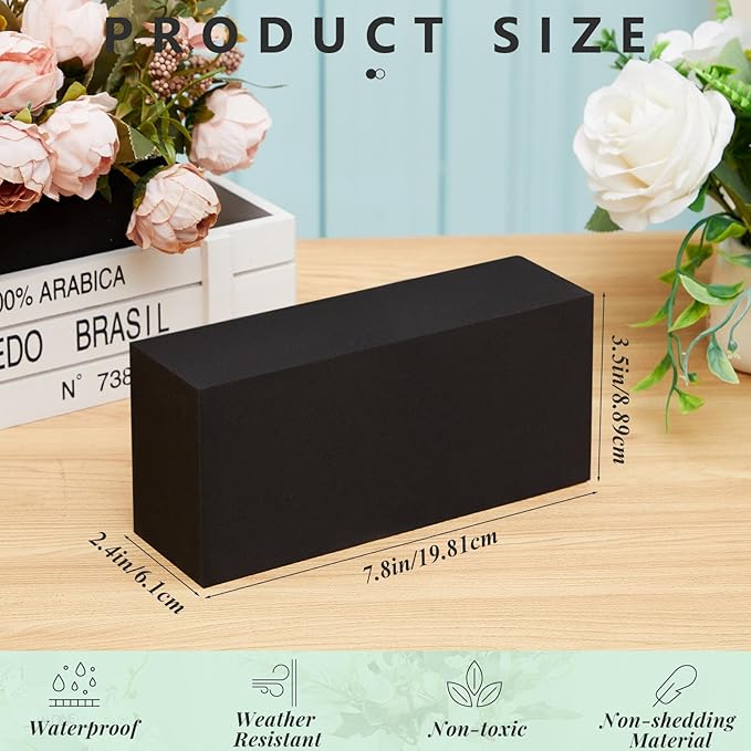 Lallisa 8 Pcs Reusable Floral Foam Blocks Water Weather Resistant Dry Floral Foam for Artificial Flower Arrangements Outdoor Flower Boxes Hanging Planters Wedding Home Decor (7.8 x 3.5 x 2.4,Black)