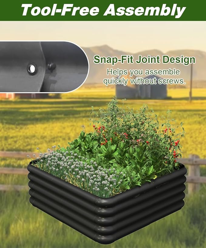 Raised Garden Bed Kit and Lawn Leveling Rake-M