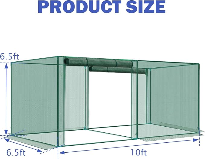 6.5'x10' Crop Cage Plant Protection Tent with Zippered Doors, Pest Guard Cover for Vegetable Garden, Raised Beds, Fruits & Outdoor Plants, Dark Green