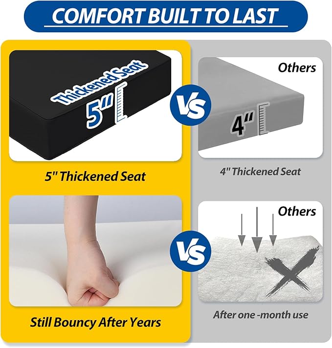 AAAAAcessories Outdoor Seat Cushions for Chairs, Fade-Resistant, Waterproof Patio Furniture Replacement Cushions, 23.5" x 25.5" x 5" + 23.5" x 19", Charcoal Black