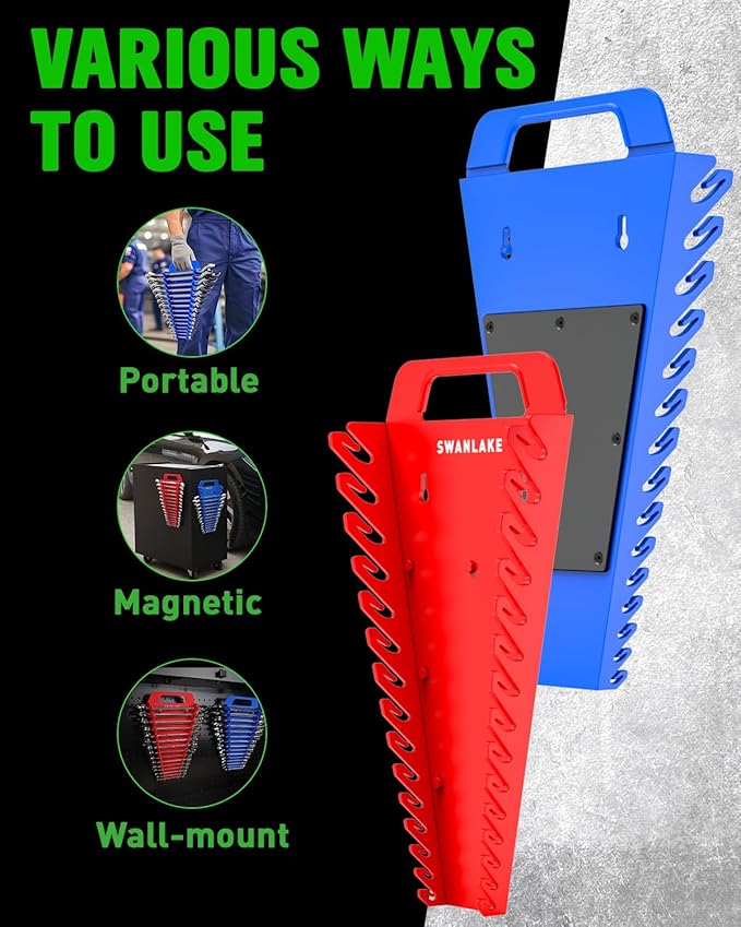 SWANLAKE GARDEN TOOLS Bundled Products-2 Items: 18PCS Socket Organizer & 2PCS 60 Slots Wrench Organizer
