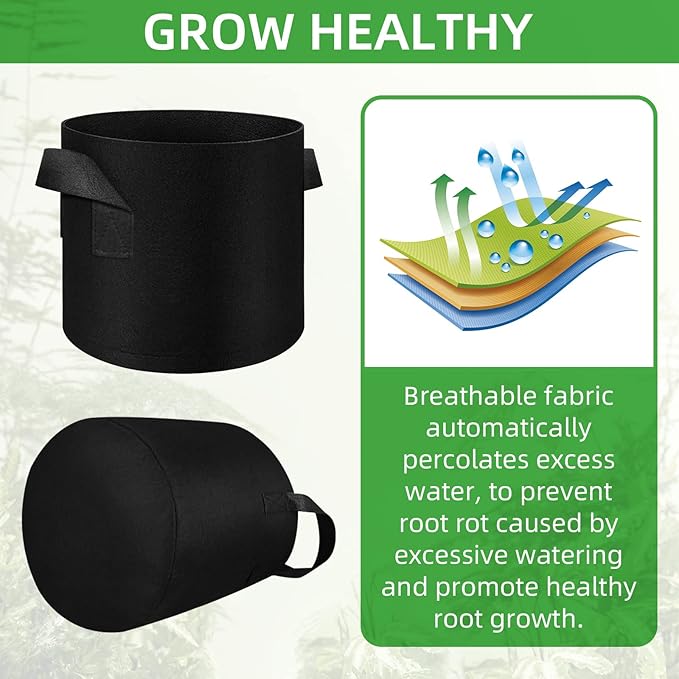 30 Pack 15 Gallon Plant Grow Bags, Breathable Felt Non-Woven Aeration Fabric Plant Grow Pots, Garden Planting Containers for Nursery Vegetable Flower Grow Bags with Handles (19.7x11.8inch)