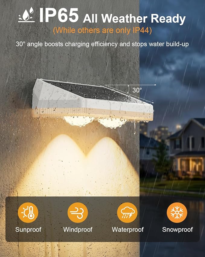 Solar Fence Lights Outdoor ,3000/4500/6000K 13 Mode, 12 Pack Fence Lights Solar Powered with Ultra-Bright Lens IP65 Waterproof,Solar Wall Light for Backyard/Step/Patio/Deck/Stair/Railings(White)