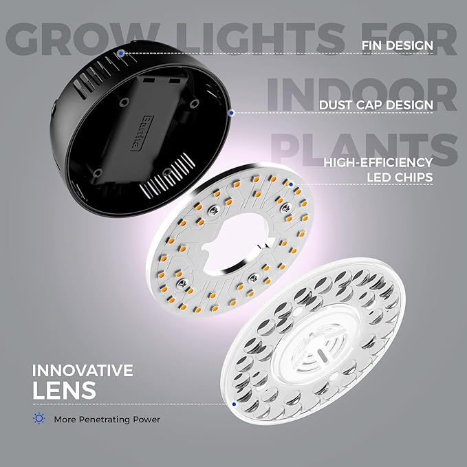 Barrina Orbgrow OG09 Puck Grow Light with Timer, Pinkish White 18W(2 x 9W, 270 Watt Equiv), Full Spectrum Plant Light for Indoor Plants, Magnetic & Linkable, 5 Levels Dimmable, 2 Packs, Black