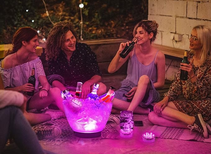 Qoolife Submersible LED Lights Remote Control, RGB Multi Color Changing Waterproof Light for Pool, Vase Base, Spa, Aquarium, Pond, Hot Tub, Decoration, Party, 4-Pack