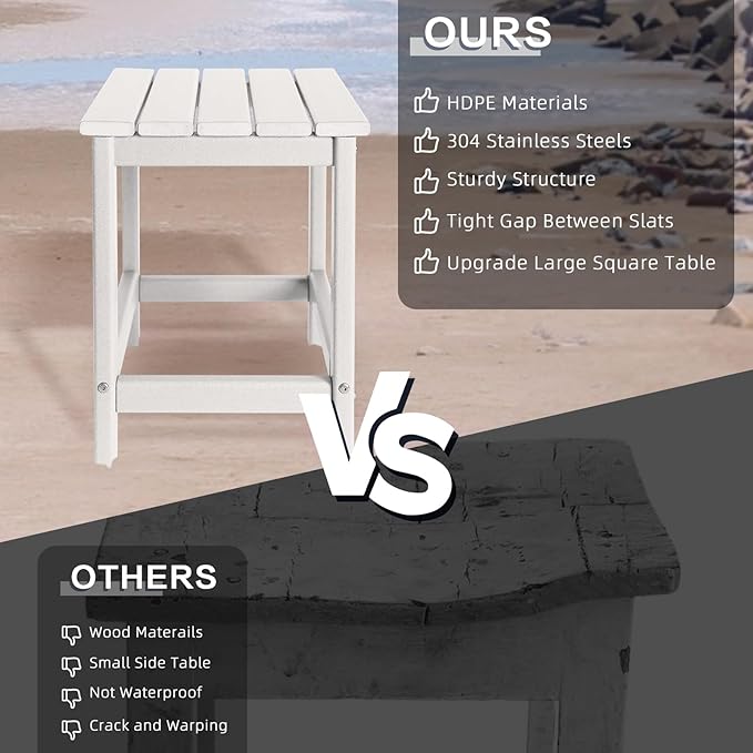 GARDENSTAR Outdoor Side Tables Adirondack, HDPE Small Table for Patio,Outside End Table for Porch, Deck, Pool, Weather Resistant/Easy Maintenance
