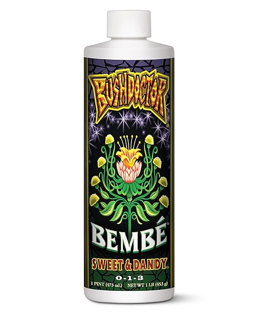 FoxFarm Bush Doctor Bembé Sweet & Dandy Liquid Plant Fertilizer - Complex Nutrient Blend - 0-1-3 PK Fertilizer for In-Ground & Hydroponic Gardens - 1 Pint