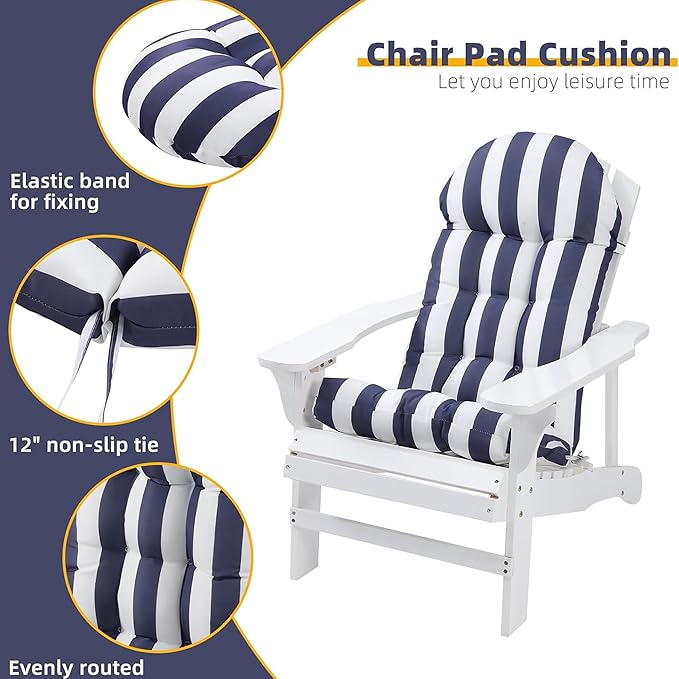 Enipate Weather Resistant Adirondack Chair Cushions Set of 2 High Back Indoor Outdoor Patio Tufted Lounge Cushion Seat Pads