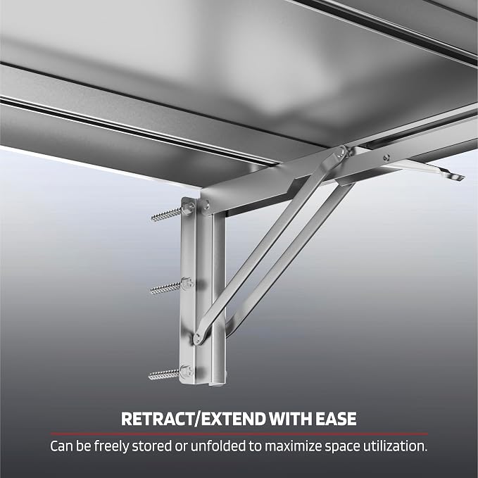 1.2x3FT Adjustable Garage Shelf Wall Mounted Fold Down Shelf Metal Heavy Duty Sliver 1Pack