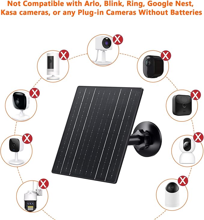Zivif 10W Solar Panel for Security Camera Outdoor, 5V USB C Solar Charger Compatible with Rechargeable Battery Powered Camera, 360° Adjustable Mount, IP66 Waterproof, 7.2ft Cable (3 Pack)