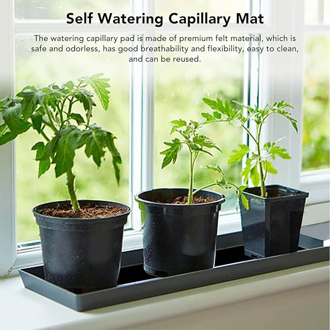 Asixxsix Automatic Plant Watering Mat, 47.2 x 39.4 Inch Self Watering Capillary Mat, Automatic Plant Watering System Water Wicking Mat for Seedlings Indoor Potted Plants Greenhouse