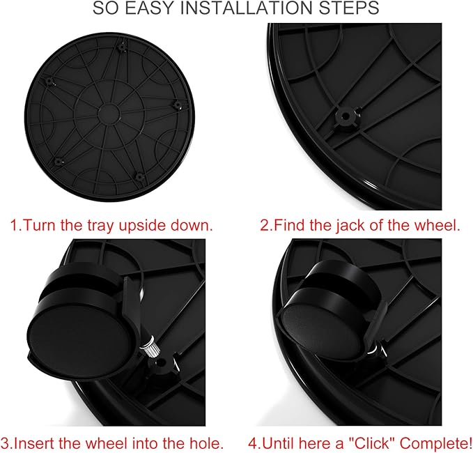 Plant Caddy with Wheels 15.5 Inch - 2 Pack Plant Caddy on Wheels Heavy Duty,Plant Dolly Plant Tray with Wheels Planter Caddies Indoor/Outdoor, Black
