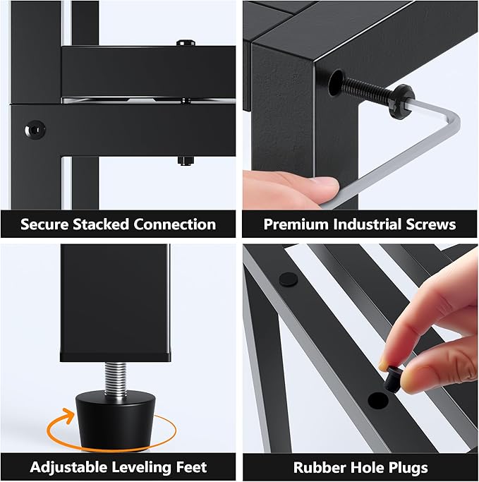 Plant Stand Indoor Outdoor,3 Tier Ladder Metal Plant Stands Riser,Heavy Duty Wrought Iron Plant Shelves for Multi Large Pots,Black Tiered Flower Display Holder for Living Room,Patio,1-Pack