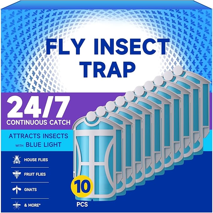 10 Pack Flying Insect Trap Refills, Compatible with Flying Insect Trap M364 M364A and Max, Catch Gnats, House & Fruit Flies - Easy to Use