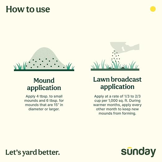 Sunday Fire Ant Fighter, Kills Fire Ants and Harvester Ants, Bio-Based Bait Granules, Colony Control in 24 Hours, Outdoor Use for Yard and Garden, 2-Pack (2 x 1 lb Bags)