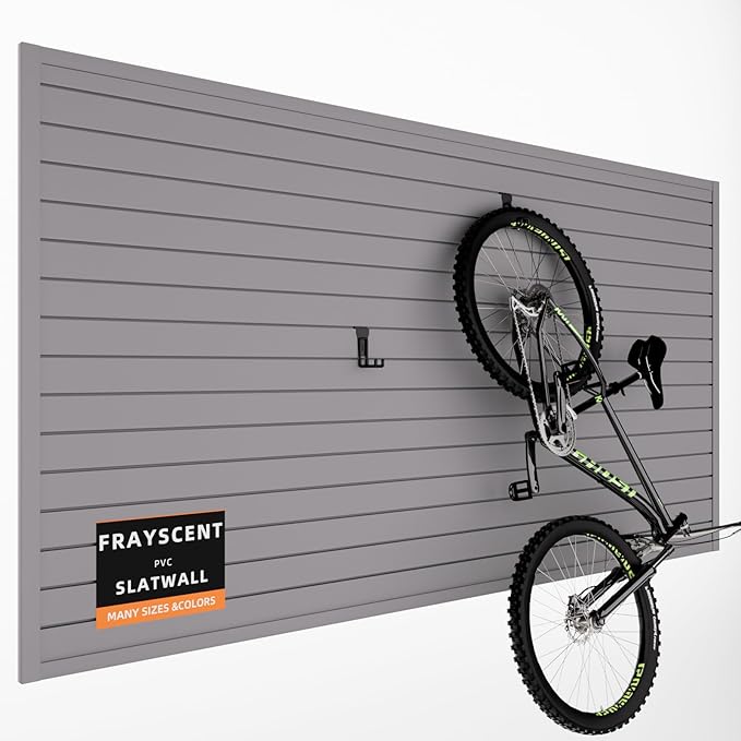 FRAYSCENT Slat Wall Paneling Garage Slat Wall Storage Systems Slatwall Panels Power Tool Organizer Wall Mount, PVC Garage Storage & Organization Products Slate Board (Grey, 4ft x 8ft)