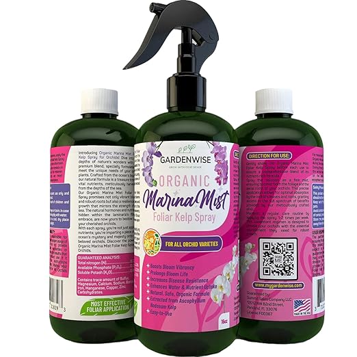 Gardenwise Marina Mist Orchid Fertilizer for Blooming - Orchid Plant Food Mist - Liquid Seaweed Extract for Plants - Orchid Care - Abono para Orquideas (16 oz)