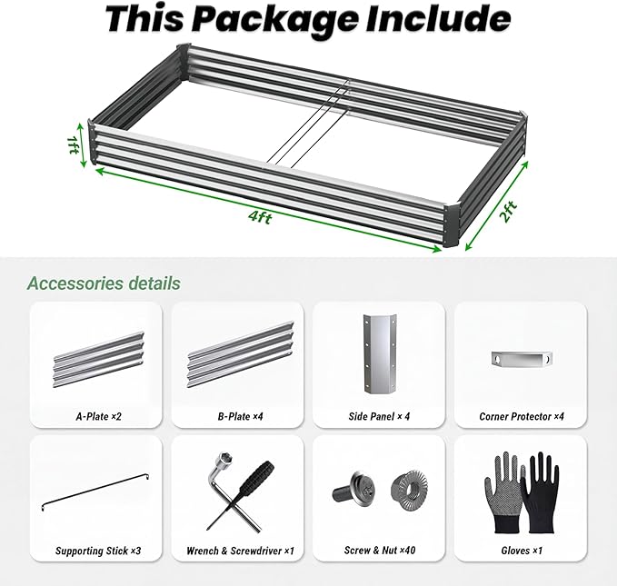 2Packs 6X2X1 FT Galvanized Raised Garden Beds Outdoor, Planter Raised Beds for Gardening, Vegetables, Flowers, Large Metal Garden Box, Deep Plant Flower pots Outdoor