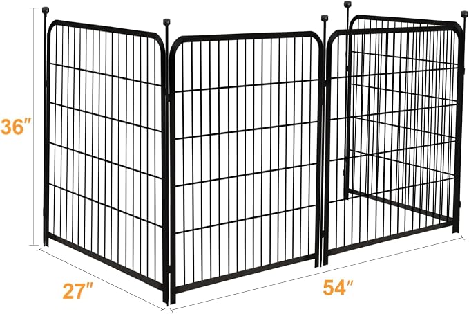 Getlay Garden Fencing 36 Inch High, 4 Panels Total 8.9 Ft(L) Dog Fence Outdoor for Yard, 4 One-Sided Plate, No Door, Anti Dig Fence Barrier, Dog Pen, Rabbit Fences, Garden Fences and Borders
