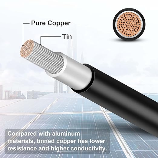 50FT 10AWG Solar Panel Extension Cable with Female and Male Connectors, Solar Cable for Solar Panels, Charge Controllers and Solar Generator (10AWG, 50FT)