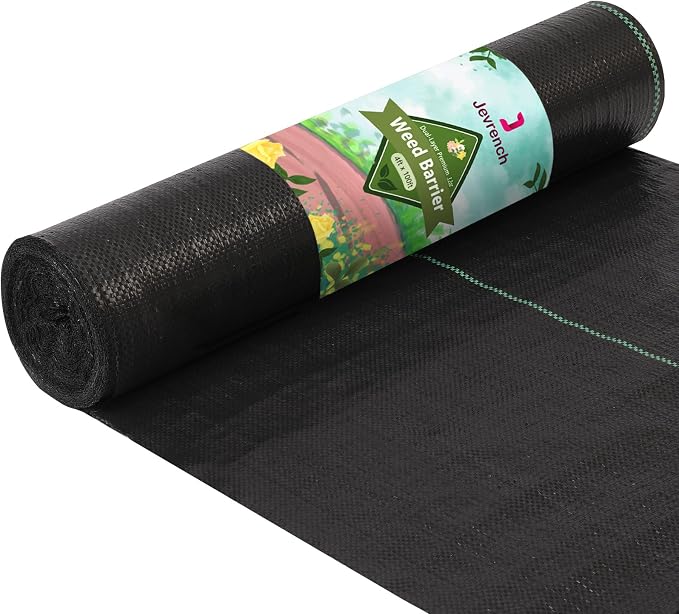 Jevrench 3.2oz Weed Barrier Landscape Fabric Heavy Duty, 4ft x 100ft Premium Garden Landscaping Fabric, Ground Cover Weed Control Fabric Outdoor Weed Mat Garden Lawn Fabric