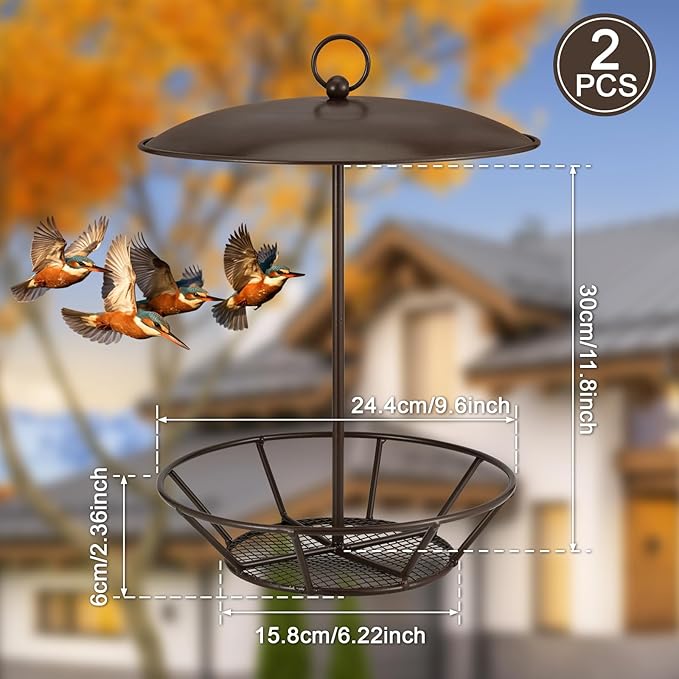 2 PCS Cylinder Suet Cake Bird Feeder S-6-2 Seed Cake Bird Feeder Antique Copper Metal Feeders for Outdoor Garden Hanging Yard Decoration Wild Birdfeeding