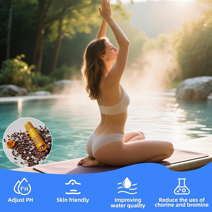 vibement Spa Mineral Sticks for Hot Tub, Hot Tub Mineral Stick Filter Cartridge, with 4 Months Lifetime Universal for Pool and Hot Tub to Keep Water Clear(2pcs, Yellow)