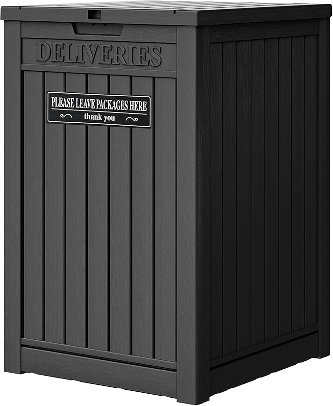 LHBGO Package Delivery Box for Outside, 48 Gallon Storage with Lockable Secure, Large Resin Outdoor Package Drop Container