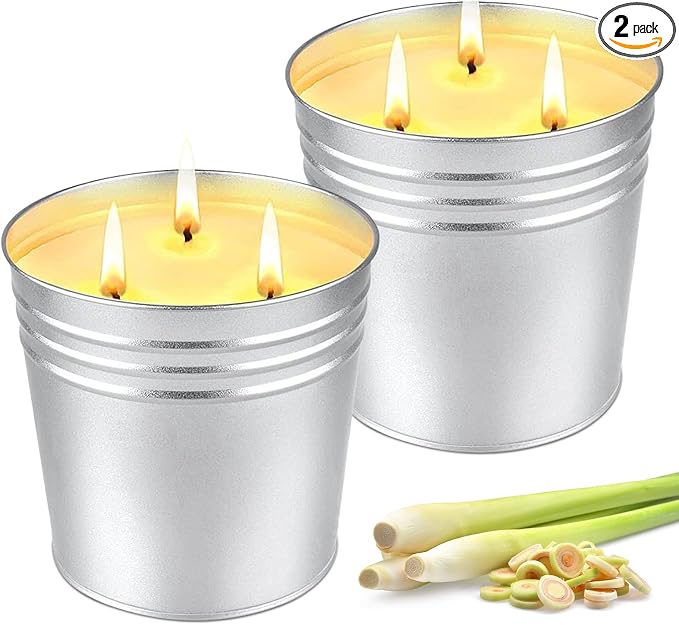 Citronella Candles Outdoor, 34OZ Large Citronella Candle for Patio, 3 Wicks Natural Soy Candle for Summer, 200 Hours Long Lasting Burn Outside Candles for Garden, Yard Balcony, Camping