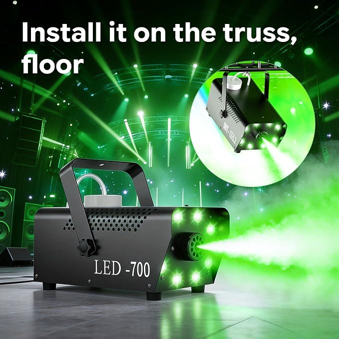 700W Professional Smoke & Fog Machine with 14 Color LED Lights – Wireless Remote Control, Continuous Spray, Durable Design – Perfect for Halloween Weddings Party Event