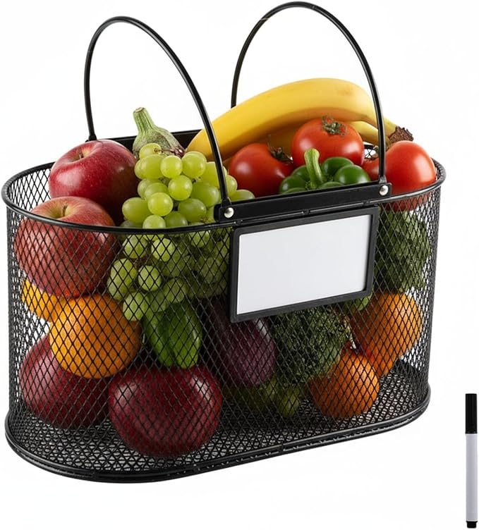 Metal Garden Harvest Basket,Mesh Wire Picnic Basket with Handle,Picnic Accessories,Garden Baskets for Gathering Vegetables,Fruits,Egg,Kitchen
