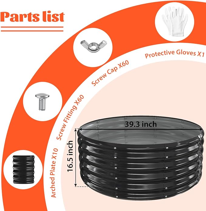 YSEJOMP 40 Inch Round Galvanized Fire Pit Ring/Fire Ring - Foldable and Perfect for Outdoor Gatherings and Campfires in The Yard/Garden/Park/Beach (Black+Gray, 3.3 FT Diameter+1.5 FT Tall)
