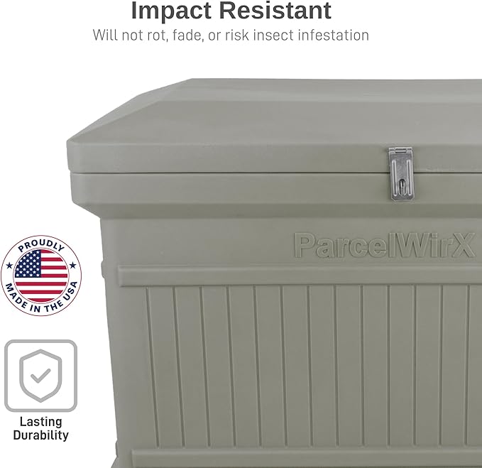 RTS Home Accents Parcelwirx Premium Horizontal Storage Cabinet/Package Delivery Drop Box with Hinged Lid, Prestige Pewter