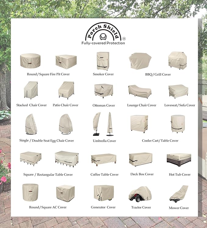Porch Shield Patio Chair Covers - Waterproof Outdoor Lounge Deep Seat Lawn Chair Cover 2 Pack - 30W x 33D x 34H inch, Beige