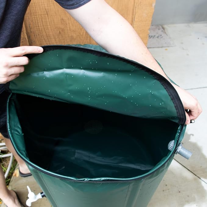 Lehman's Collapsible Rain Barrel, Durable Water Storage for Garden Irrigation, Space-Saving and Easy to Use, 66 Gallon Capacity