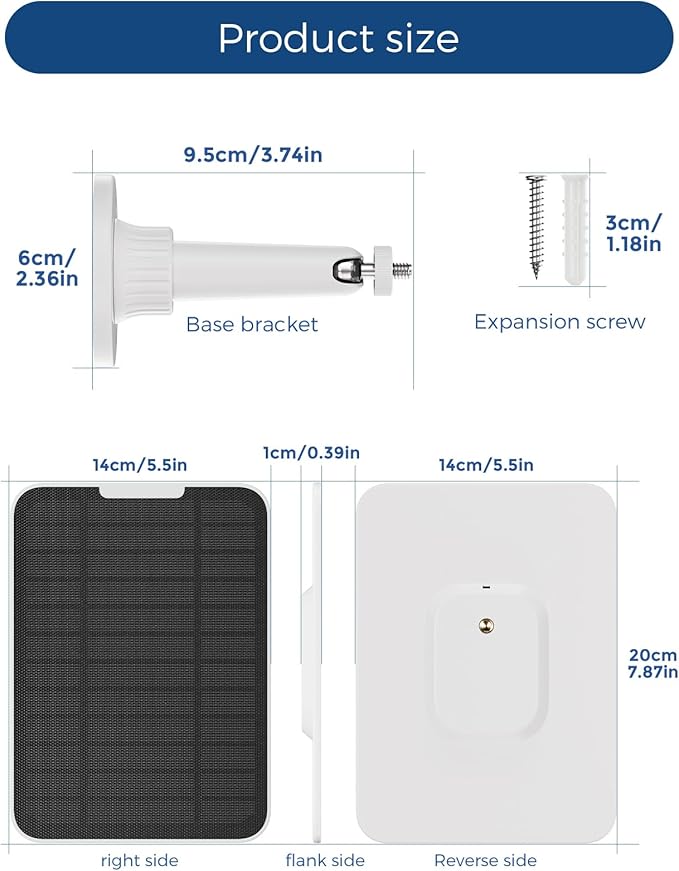 Solar Panel Compatible with SimpliSafe Outdoor Camera Series 2 Wireless, 5W Solar Panel with 13.1ft Charging Cable for Outdoor Battery Powered Security Camera with Wall Mount（Not Include Camera）